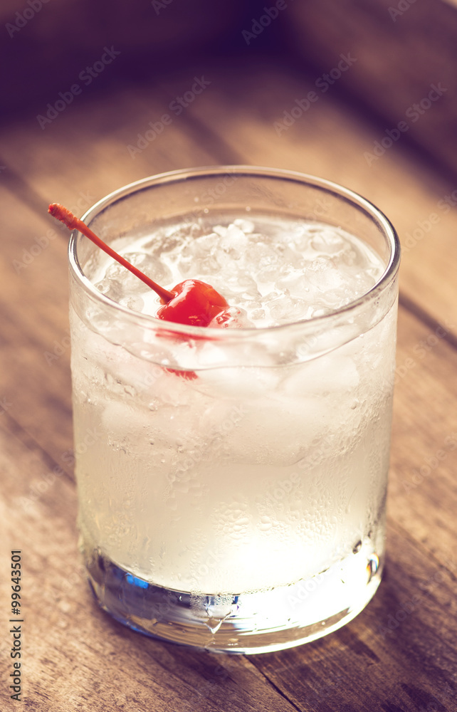 custom made wallpaper toronto digitalOld fashioned cocktail with cherry. Toned image.