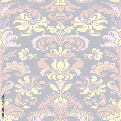 colorful damask seamless floral pattern background