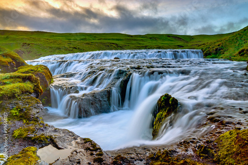Waterfall at the Skoga upstream from Skogafoss in Iceland