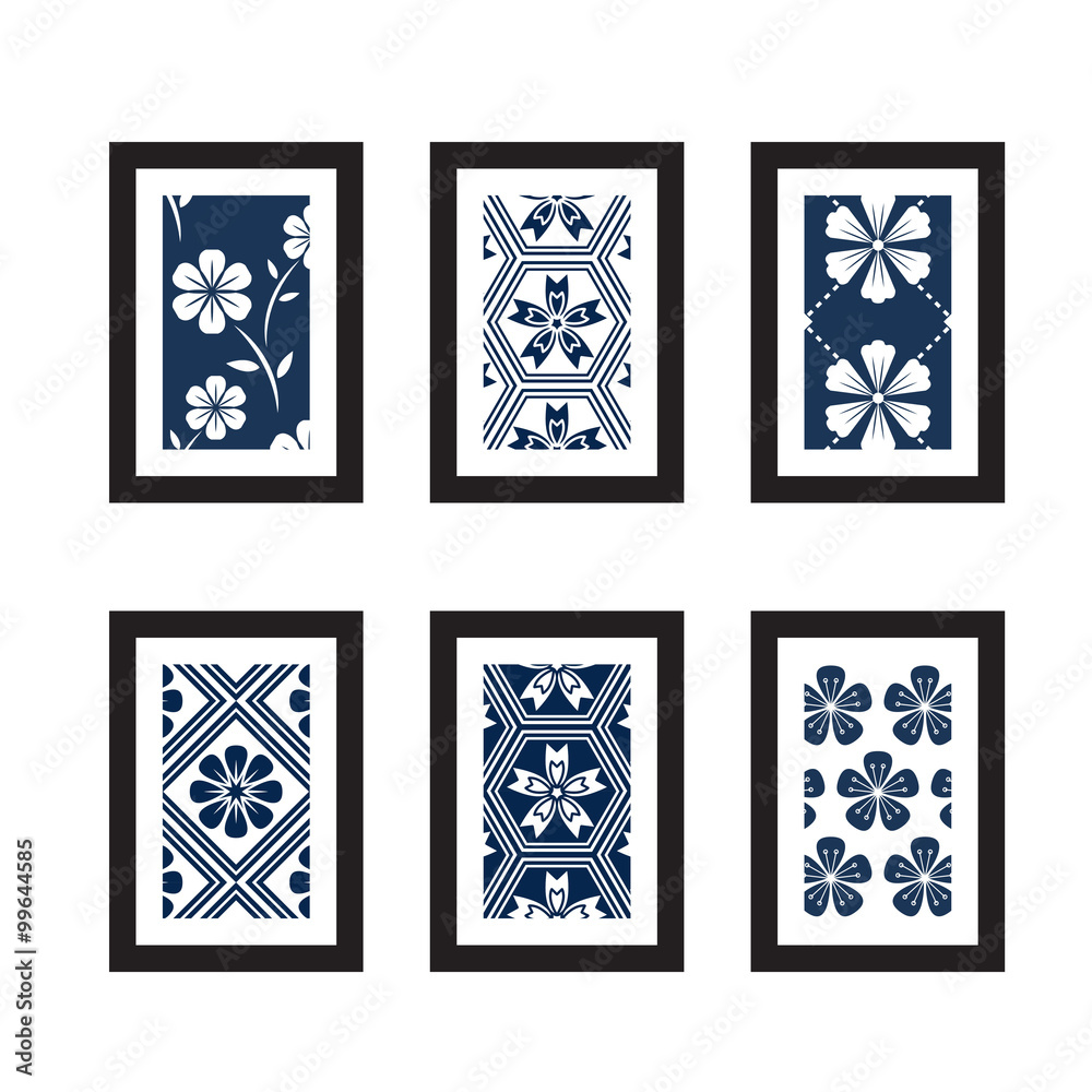 Fototapeta Flowers picture frame vector with pattern fills, web page backgr