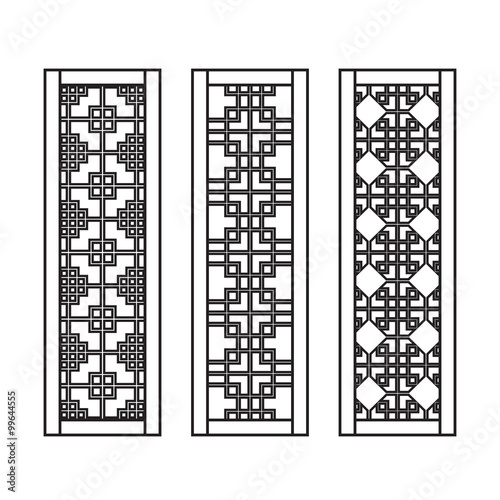 Traditional Asian Window and Door Pattern, vector set