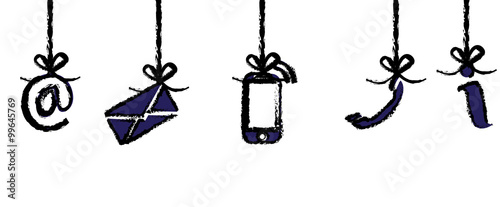 Hängende Icons Blau Kommunikation gezeichnet Vektor