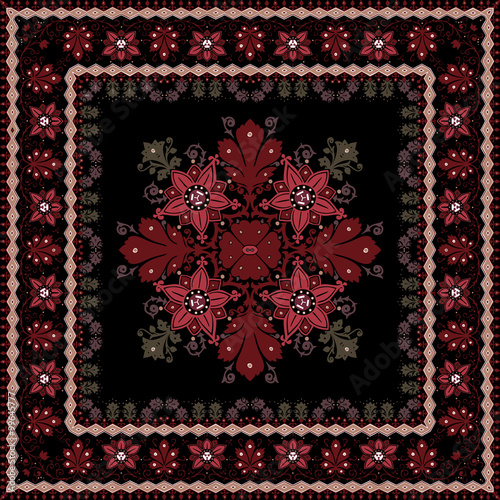 abstract ethnic shawl floral pattern design