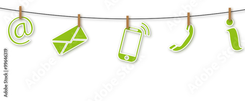 Hängende Icons an der Wäscheleine Kommunikation