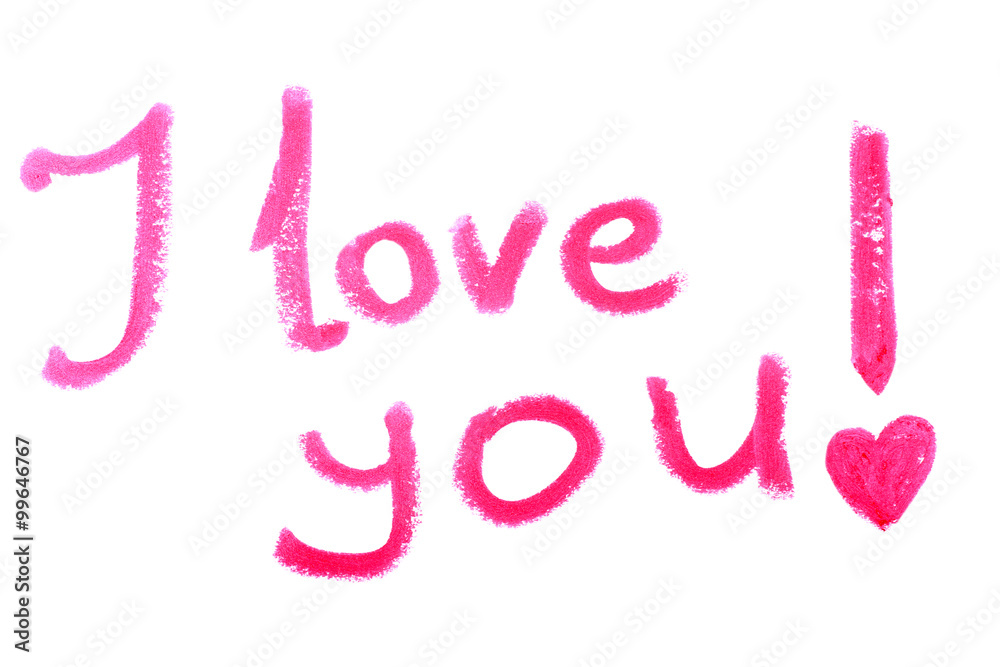 The inscription I love you. Vector illustration. Phrase is written in lipstick