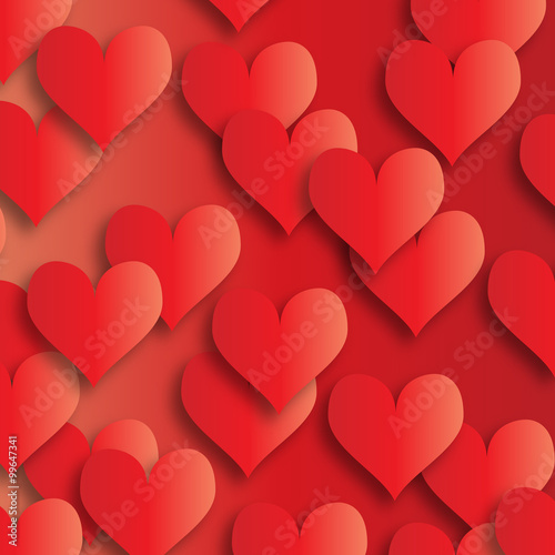 Happy Valentines day. Abstract applique paper hearts. Love in pop up style.