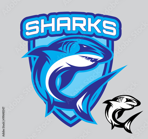 vector stylish emblems for sports teams with a shark