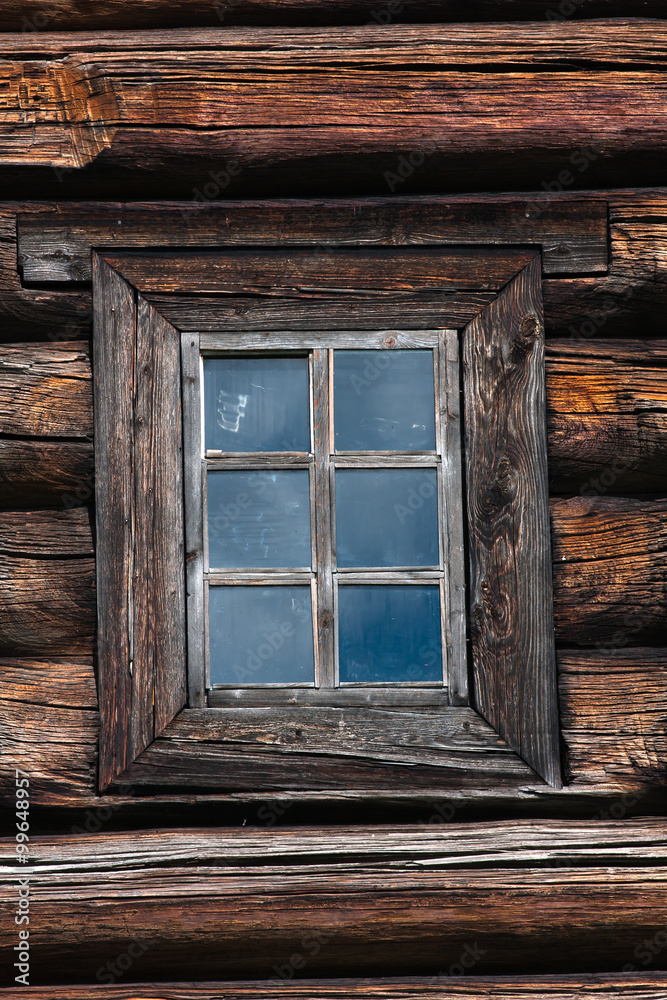 window in a timber wall