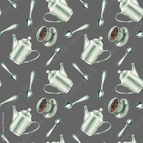 Watercolor coffe pattern 