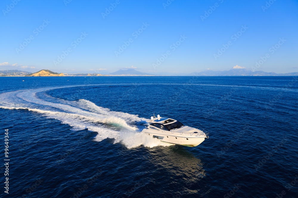 luxury motoryacht in navigation