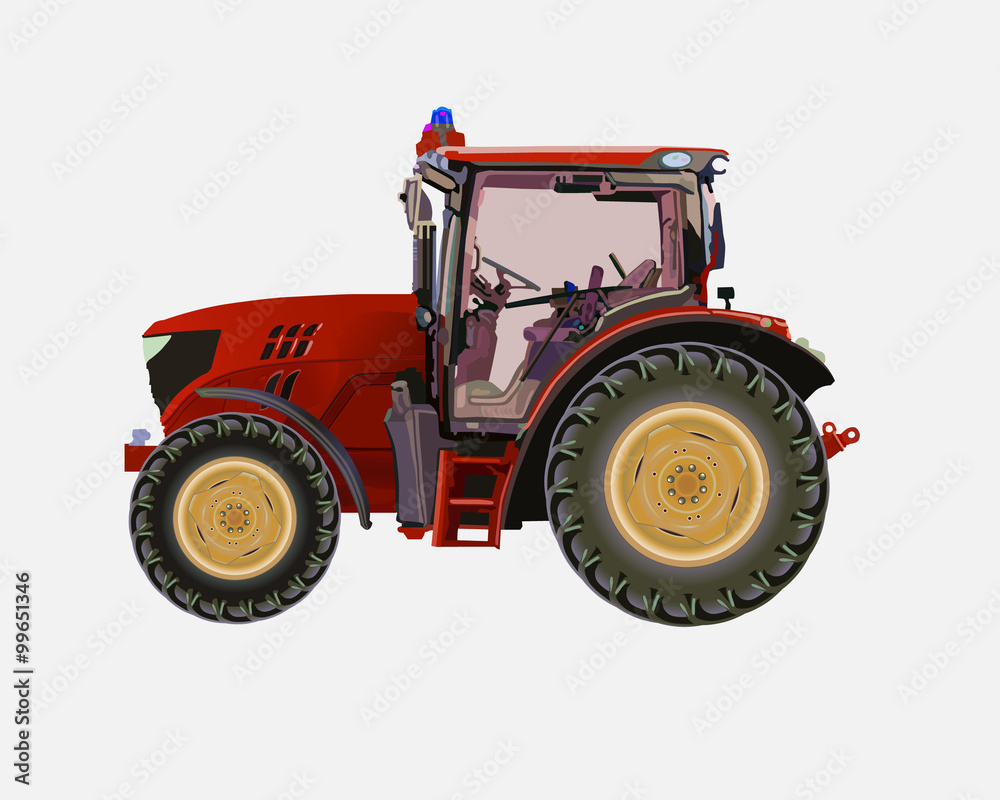 Obraz premium Red agricultural tractor