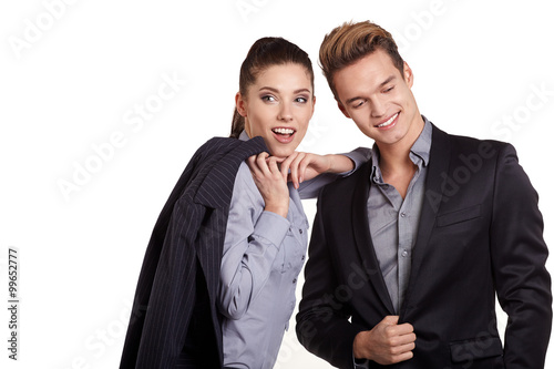 Portrait Of Happy Business Couple Standing Together Isolated On