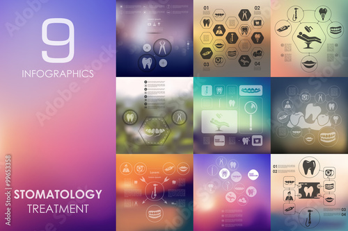 stomatology infographic with unfocused background