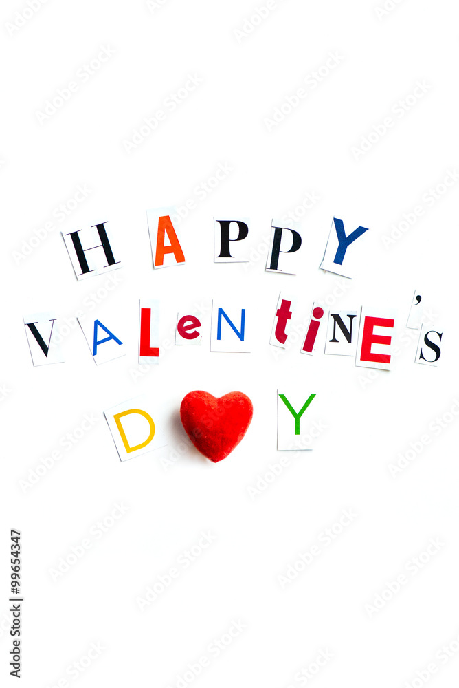  Happy Valentines Day Letters cut out from the Magazines