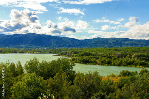 Spring landscape, mountain and river in Czech Republic