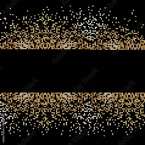 Abstract golden frame of golden sand texture. Vector design element.