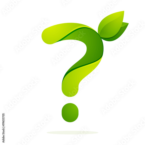 Question mark with with green leaves.