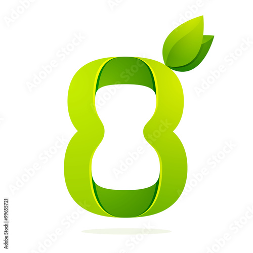 Number eight with green leaves.