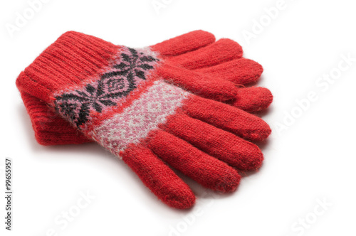 red winter gloves