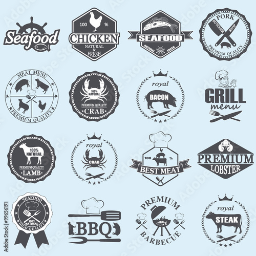 seafood labels and butcher shop 