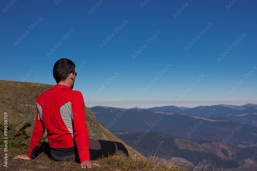 Naklejka premium Hiking in the mountains.