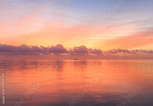 Sunset on sea in Maldives