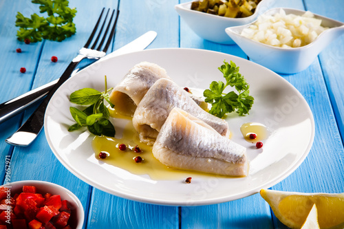 Marinated herring fillets