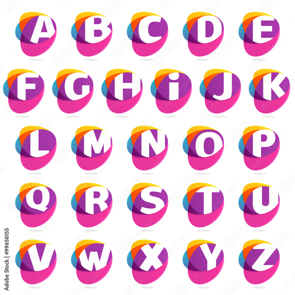 Alphabet letters with ellipses intersection logo. Alphabet letters with ellipses intersection logo.