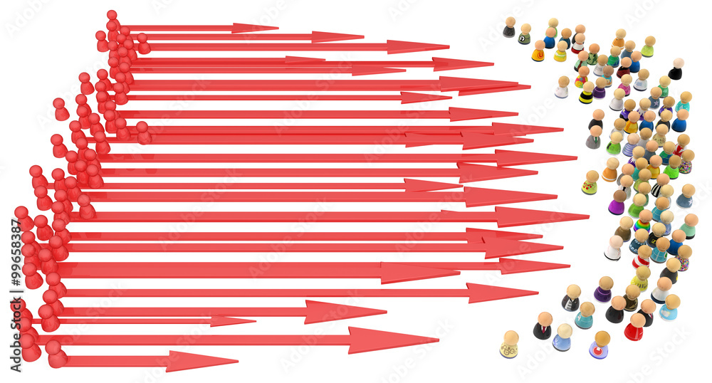 Obraz premium Cartoon Crowd, Attack Arrows