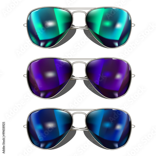 mirror sunglasses set. vector illustration
