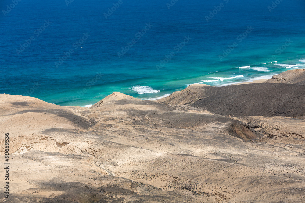 Cofete beach, view from Jandia peninsula, Fuerteventura, Canary Islands, Spain Cofete beach, view from Jandia peninsula, Fuerteventura, Canary Islands, Spain