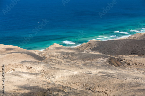 Cofete beach, view from Jandia peninsula, Fuerteventura, Canary Islands, Spain © wjarek