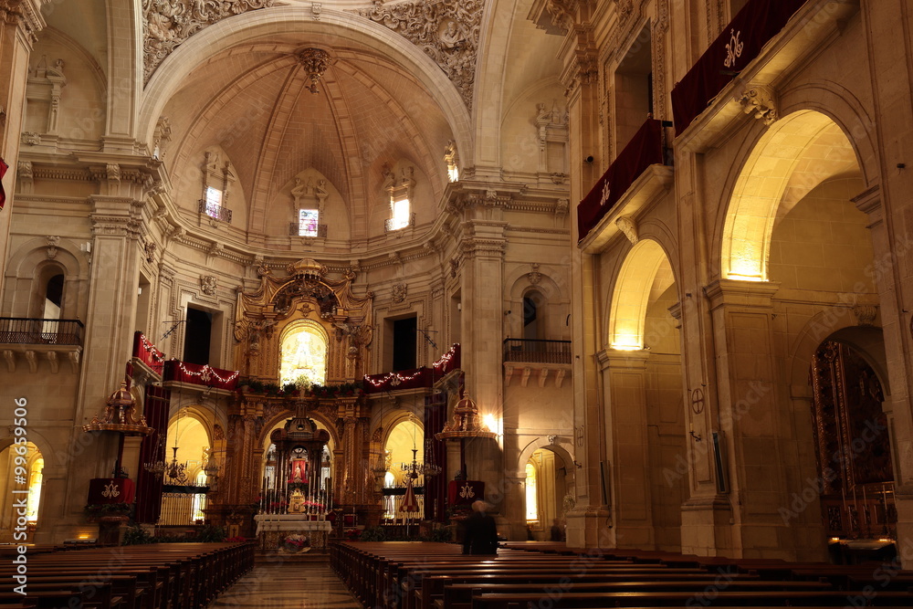 Inside the Basilica of Santa Maria in Elche, Spain
