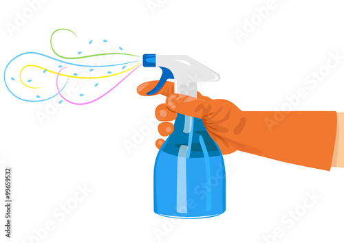 hand holding a spray bottle 
