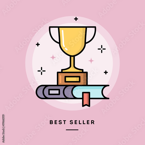 Best seller book, flat design thin line banner, usage for e-mail newsletters, web banners, headers, blog posts, print and more