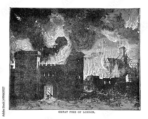Photography Vintage Woodcut Artwork Great Fire London 1666
