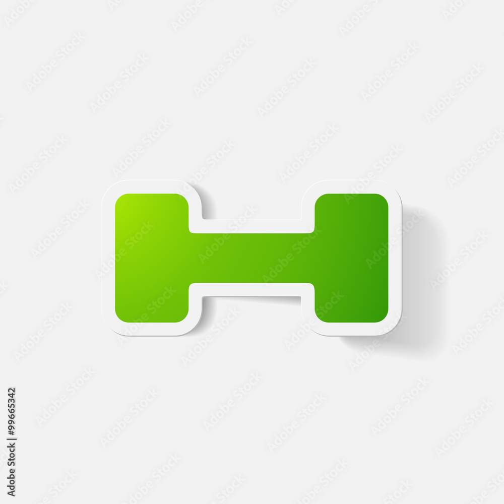 Paper clipped sticker: dumbbell