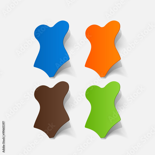 Realistic paper sticker: swimsuit