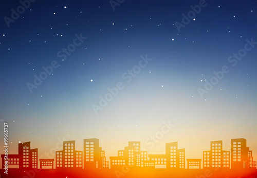 city of night with sky background