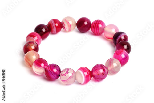 bracelet Pink Agate lucky stone for Protection and calmly with white isolate background