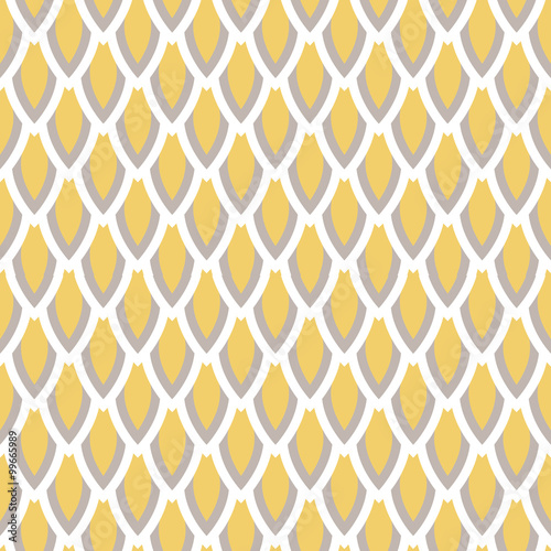 Mustard yellow and taupe scale vector geometric seamless pattern. Classic simple style.
