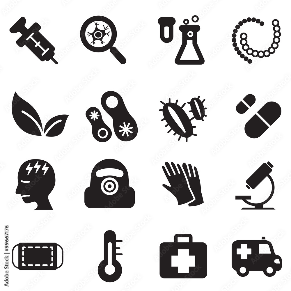 Silhouette virus Diaster icon set Silhouette virus Diaster icon set