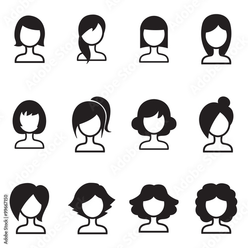 Woman hair style icons vector symbol iIllustration