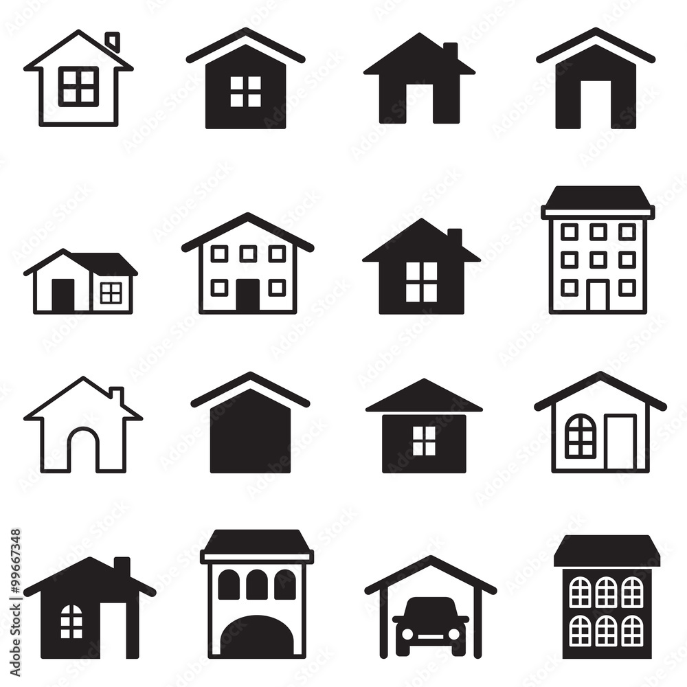 Fototapeta premium Home, condominium, Tower, Apartment icons set