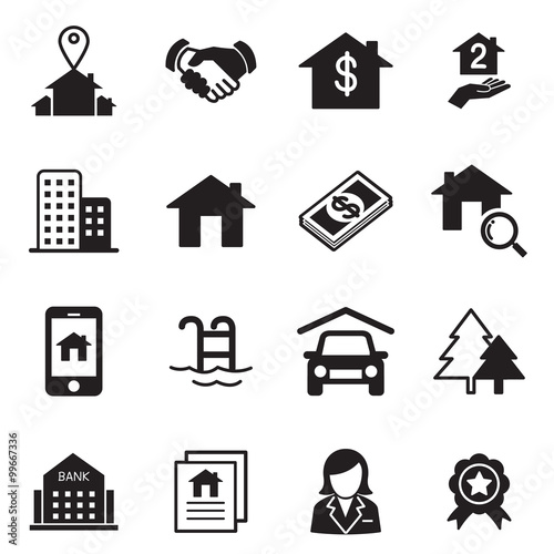 Real estate icons Vector illustration symbol set
