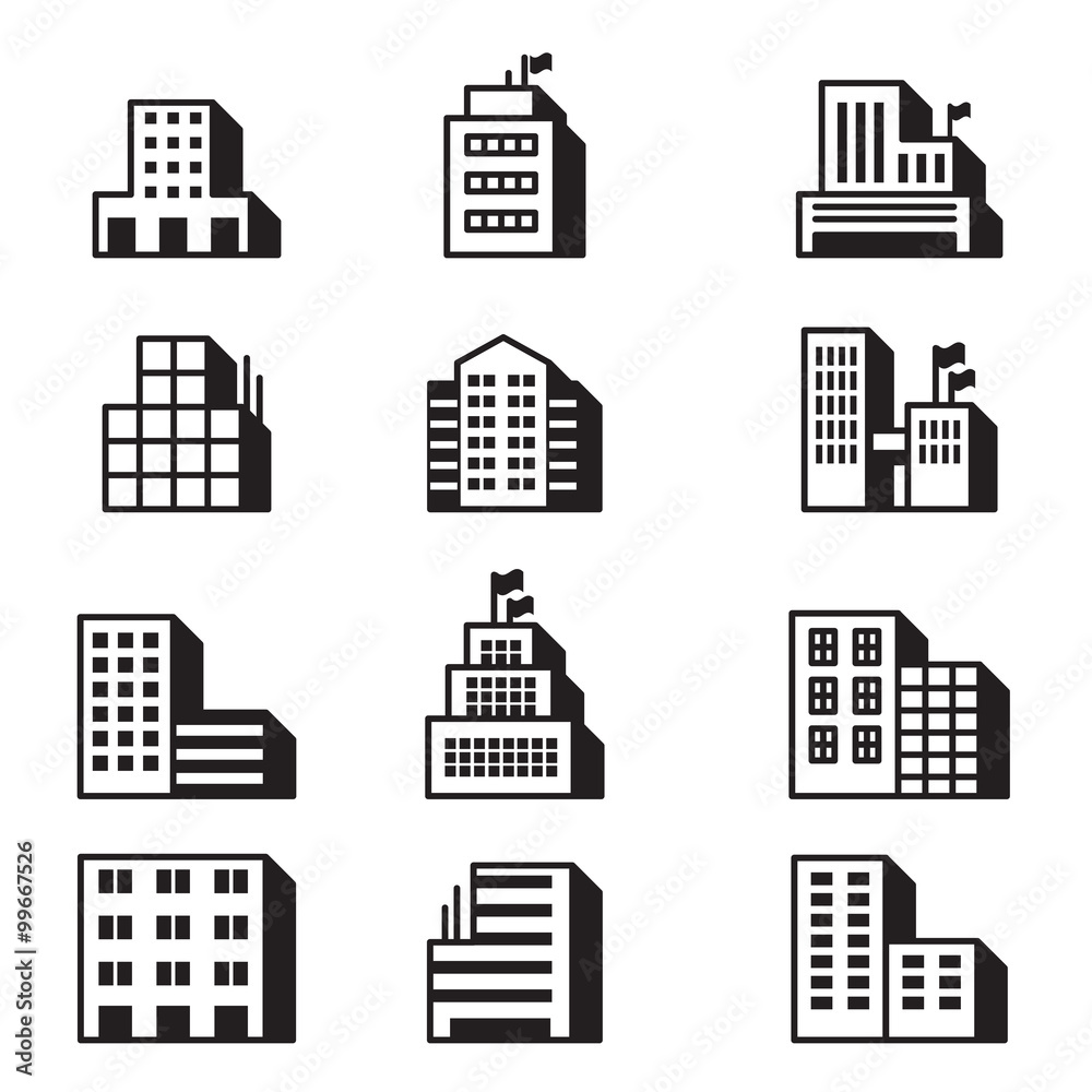Building icons Vector illustration symbol set