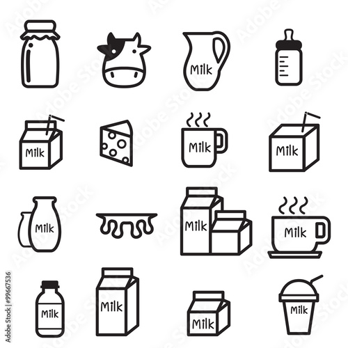 milk icon set