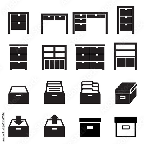 Cabinet & storage icon set