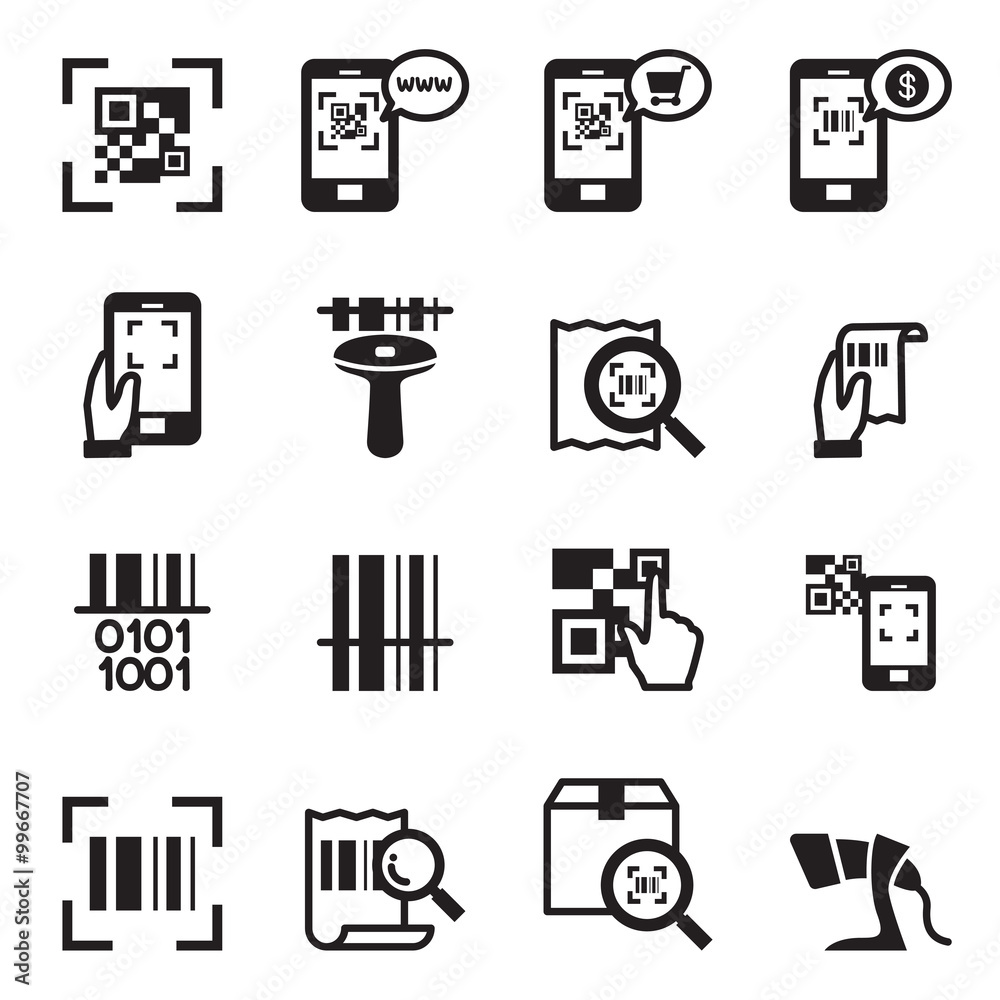 Check code , Barcode, QR code Reader Icons set Check code , Barcode, QR code Reader Icons set