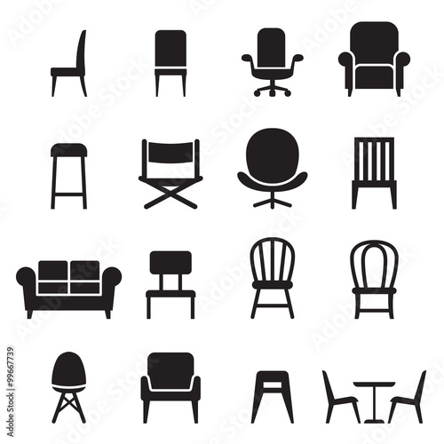 Photographie Chair & Seating icons set Vector illustration